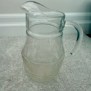 Elegant Clear Glass Pitcher vintage with pressed glass design